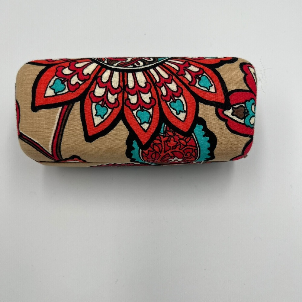 Vera Bradley Eyeglass Case Women OS Tan Red Paisley Very Good Hard Shell Case - Picture 3 of 5